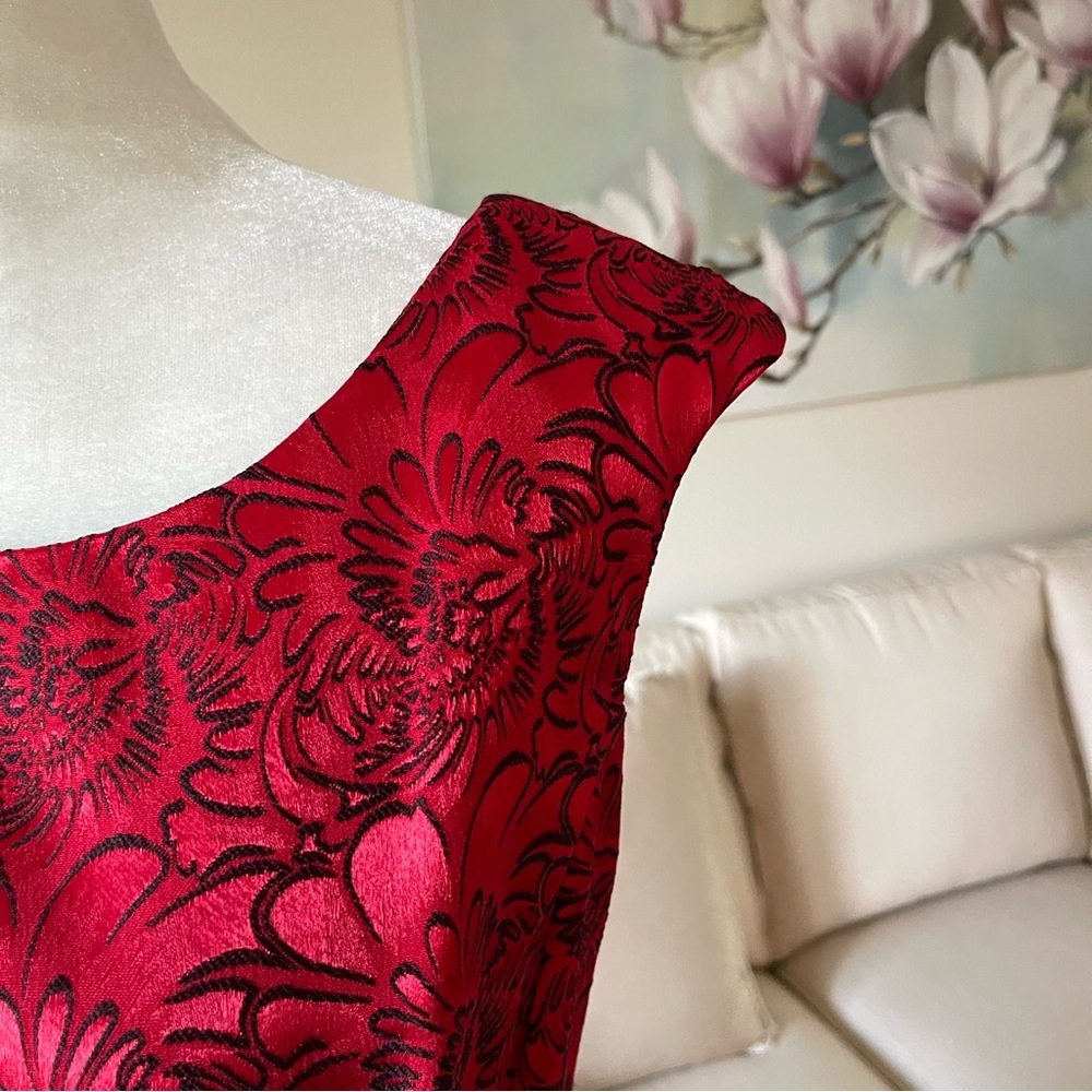 Connected Apparel Red Dress Side Ruched Holiday Party Dress - Picture 10 of 16